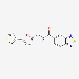 molecular formula C16H11N3O2S2 B2391173 N-((5-(thiophen-3-yl)furan-2-yl)methyl)benzo[c][1,2,5]thiadiazole-5-carboxamide CAS No. 2034595-17-8