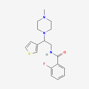 molecular formula C18H22FN3OS B2391177 2-fluoro-N-(2-(4-methylpiperazin-1-yl)-2-(thiophen-3-yl)ethyl)benzamide CAS No. 946271-56-3