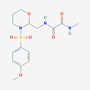 molecular formula C15H21N3O6S B2391181 N1-((3-((4-甲氧基苯基)磺酰基)-1,3-恶唑烷-2-基)甲基)-N2-甲基草酰胺 CAS No. 869071-59-0