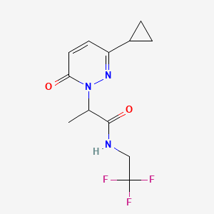 molecular formula C12H14F3N3O2 B2391187 2-(3-环丙基-6-氧代吡哒嗪-1(6H)-基)-N-(2,2,2-三氟乙基)丙酰胺 CAS No. 2034313-94-3