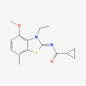 N-[(2Z)-3-ethyl-4-methoxy-7-methyl-2,3-dihydro-1,3-benzothiazol-2-ylidene]cyclopropanecarboxamide