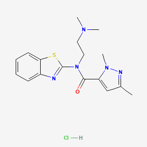 molecular formula C17H22ClN5OS B2391206 N-(benzo[d]thiazol-2-yl)-N-(2-(dimethylamino)ethyl)-1,3-dimethyl-1H-pyrazole-5-carboxamide hydrochloride CAS No. 1215574-56-3