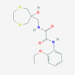 molecular formula C16H22N2O4S2 B2391213 N'-(2-Ethoxyphenyl)-N-[(6-hydroxy-1,4-dithiepan-6-yl)methyl]oxamide CAS No. 2415501-51-6