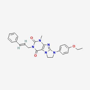 molecular formula C25H25N5O3 B2391215 6-(4-ethoxyphenyl)-4-methyl-2-[(E)-3-phenylprop-2-enyl]-7,8-dihydropurino[7,8-a]imidazole-1,3-dione CAS No. 893957-26-1