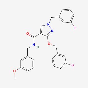 molecular formula C26H23F2N3O3 B2391221 1-(3-fluorobenzyl)-3-((3-fluorobenzyl)oxy)-N-(3-methoxybenzyl)-1H-pyrazole-4-carboxamide CAS No. 1014068-66-6