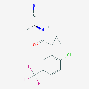 molecular formula C14H12ClF3N2O B2391226 1-[2-Chloro-5-(trifluoromethyl)phenyl]-N-[(1S)-1-cyanoethyl]cyclopropane-1-carboxamide CAS No. 2185939-88-0