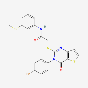 molecular formula C21H16BrN3O2S3 B2391234 2-((3-(4-bromophenyl)-4-oxo-3,4-dihydrothieno[3,2-d]pyrimidin-2-yl)thio)-N-(3-(methylthio)phenyl)acetamide CAS No. 1798620-39-9