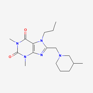 molecular formula C17H27N5O2 B2391235 1,3-Dimethyl-8-[(3-methylpiperidin-1-yl)methyl]-7-propylpurine-2,6-dione CAS No. 851937-47-8