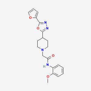 molecular formula C20H22N4O4 B2391241 2-(4-(5-(furan-2-yl)-1,3,4-oxadiazol-2-yl)piperidin-1-yl)-N-(2-methoxyphenyl)acetamide CAS No. 1251564-55-2