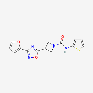 molecular formula C14H12N4O3S B2391244 3-(3-(furan-2-yl)-1,2,4-oxadiazol-5-yl)-N-(thiophen-2-yl)azetidine-1-carboxamide CAS No. 1448075-58-8