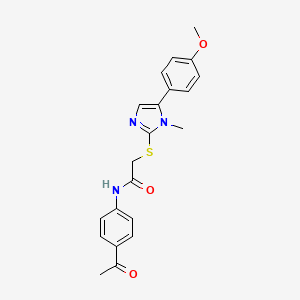 molecular formula C21H21N3O3S B2391246 N-(4-acetylphenyl)-2-((5-(4-methoxyphenyl)-1-methyl-1H-imidazol-2-yl)thio)acetamide CAS No. 484681-59-6