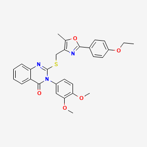 molecular formula C29H27N3O5S B2391249 3-(3,4-dimethoxyphenyl)-2-(((2-(4-ethoxyphenyl)-5-methyloxazol-4-yl)methyl)thio)quinazolin-4(3H)-one CAS No. 1114827-88-1