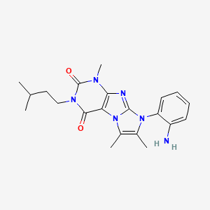 molecular formula C21H26N6O2 B2391252 8-(2-aminophenyl)-3-isopentyl-1,6,7-trimethyl-1H-imidazo[2,1-f]purine-2,4(3H,8H)-dione CAS No. 920460-79-3