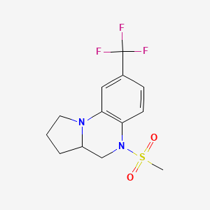 molecular formula C13H15F3N2O2S B2391257 5-(Methylsulfonyl)-8-(trifluoromethyl)-1,2,3,3a,4,5-hexahydropyrrolo[1,2-a]quinoxaline CAS No. 860786-90-9