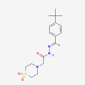 molecular formula C17H25N3O3S B2391259 N'-{(E)-[4-(叔丁基)苯基]亚甲基}-2-(1,1-二氧代-1lambda~6~,4-噻嗪烷-4-基)乙酰肼 CAS No. 477889-98-8