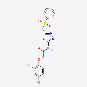 molecular formula C17H13Cl2N3O5S B2391263 2-(2,4-dichlorophenoxy)-N-(5-((phenylsulfonyl)methyl)-1,3,4-oxadiazol-2-yl)acetamide CAS No. 923482-20-6