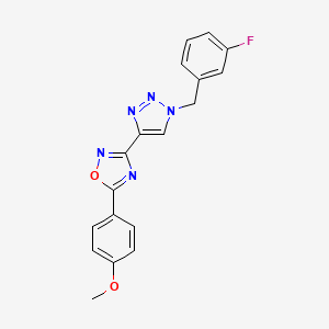 molecular formula C18H14FN5O2 B2391278 3-(1-(3-fluorobenzyl)-1H-1,2,3-triazol-4-yl)-5-(4-methoxyphenyl)-1,2,4-oxadiazole CAS No. 1251697-28-5