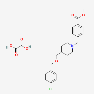 molecular formula C24H28ClNO7 B2391280 4-((4-(((4-氯苄基)氧基)甲基)哌啶-1-基)甲基)苯甲酸甲酯草酸盐 CAS No. 1396792-54-3