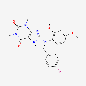 molecular formula C23H20FN5O4 B2391282 8-(2,4-dimethoxyphenyl)-7-(4-fluorophenyl)-1,3-dimethyl-1H-imidazo[2,1-f]purine-2,4(3H,8H)-dione CAS No. 923505-55-9