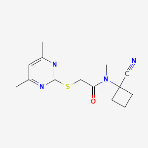molecular formula C14H18N4OS B2391284 N-(1-cyanocyclobutyl)-2-[(4,6-dimethylpyrimidin-2-yl)sulfanyl]-N-methylacetamide CAS No. 1258739-06-8