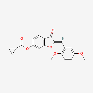 molecular formula C21H18O6 B2391288 (Z)-2-(2,5-dimethoxybenzylidene)-3-oxo-2,3-dihydrobenzofuran-6-yl cyclopropanecarboxylate CAS No. 858762-56-8