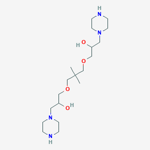 molecular formula C19H40N4O4 B2391293 1-{3-[2-Hydroxy-3-(piperazin-1-yl)propoxy]-2,2-dimethylpropoxy}-3-(piperazin-1-yl)propan-2-ol CAS No. 2490665-79-5