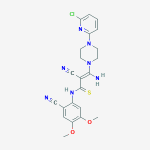3-Amino-3-(4-(6-chloro-2-pyridinyl)piperazino)-2-cyano-N-(2-cyano-4,5-dimethoxyphenyl)-2-propenethioamide
