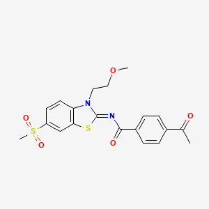 molecular formula C20H20N2O5S2 B2391296 (Z)-4-乙酰-N-(3-(2-甲氧基乙基)-6-(甲基磺酰基)苯并[d]噻唑-2(3H)-亚甲基)苯甲酰胺 CAS No. 864977-05-9