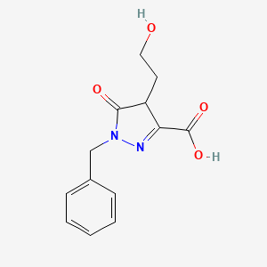 molecular formula C13H14N2O4 B2391305 1-benzyl-4-(2-hydroxyethyl)-5-oxo-4,5-dihydro-1H-pyrazole-3-carboxylic acid CAS No. 1245569-95-2