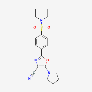 2-{4-[(Diethylamino)sulfonyl]phenyl}-5-pyrrolidinyl-1,3-oxazole-4-carbonitrile