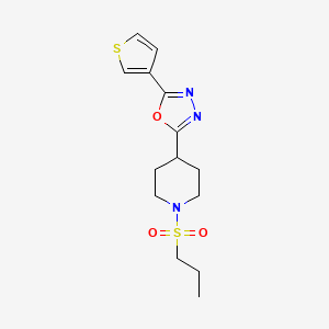 molecular formula C14H19N3O3S2 B2391315 2-(1-(丙磺酰基)哌啶-4-基)-5-(噻吩-3-基)-1,3,4-恶二唑 CAS No. 1448060-17-0