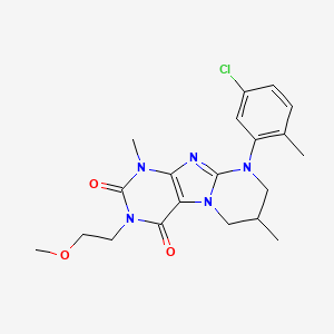 molecular formula C20H24ClN5O3 B2391330 9-(5-chloro-2-methylphenyl)-3-(2-methoxyethyl)-1,7-dimethyl-7,8-dihydro-6H-purino[7,8-a]pyrimidine-2,4-dione CAS No. 877617-43-1