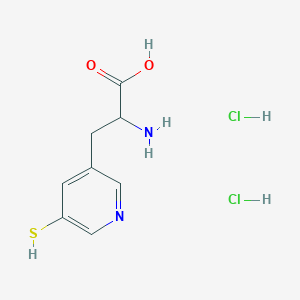 molecular formula C8H12Cl2N2O2S B2391337 2-Amino-3-(5-sulfanylpyridin-3-yl)propanoic acid;dihydrochloride CAS No. 2344680-64-2