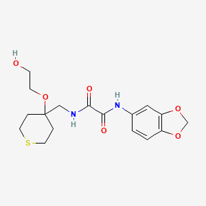 molecular formula C17H22N2O6S B2391341 N1-(benzo[d][1,3]dioxol-5-yl)-N2-((4-(2-hydroxyethoxy)tetrahydro-2H-thiopyran-4-yl)methyl)oxalamide CAS No. 2309601-64-5
