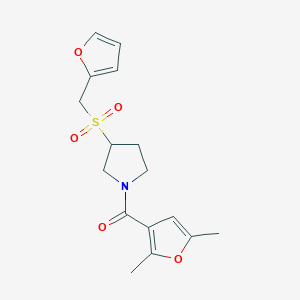 molecular formula C16H19NO5S B2391343 (2,5-Dimethylfuran-3-yl)(3-((furan-2-ylmethyl)sulfonyl)pyrrolidin-1-yl)methanone CAS No. 1795492-37-3