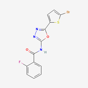 molecular formula C13H7BrFN3O2S B2391351 N-(5-(5-bromothiophen-2-yl)-1,3,4-oxadiazol-2-yl)-2-fluorobenzamide CAS No. 1021105-01-0