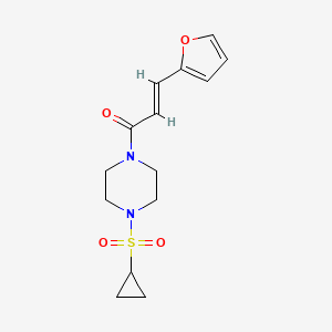 molecular formula C14H18N2O4S B2391359 (E)-1-(4-(cyclopropylsulfonyl)piperazin-1-yl)-3-(furan-2-yl)prop-2-en-1-one CAS No. 1226488-20-5