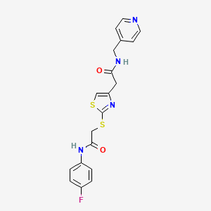 molecular formula C19H17FN4O2S2 B2391367 N-(4-fluorophenyl)-2-((4-(2-oxo-2-((pyridin-4-ylmethyl)amino)ethyl)thiazol-2-yl)thio)acetamide CAS No. 941874-51-7