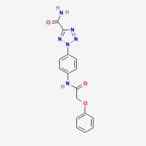 molecular formula C16H14N6O3 B2391375 2-(4-(2-苯氧基乙酰氨基)苯基)-2H-四唑-5-甲酰胺 CAS No. 1396848-84-2