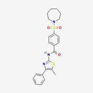 molecular formula C23H25N3O3S2 B2391377 4-(azepan-1-ylsulfonyl)-N-(5-methyl-4-phenylthiazol-2-yl)benzamide CAS No. 307326-22-3