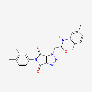 molecular formula C22H23N5O3 B2391379 N-(2,5-dimethylphenyl)-2-[5-(3,4-dimethylphenyl)-4,6-dioxo-4,5,6,6a-tetrahydropyrrolo[3,4-d][1,2,3]triazol-1(3aH)-yl]acetamide CAS No. 1008088-30-9