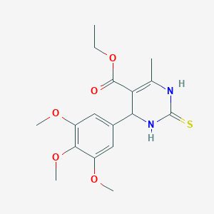 molecular formula C17H22N2O5S B2391380 Ethyl 6-methyl-2-thioxo-4-(3,4,5-trimethoxyphenyl)-1,2,3,4-tetrahydropyrimidine-5-carboxylate CAS No. 134074-42-3