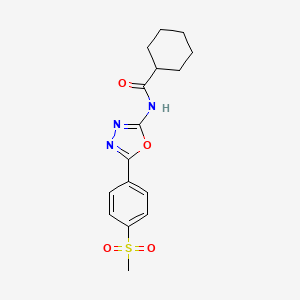 molecular formula C16H19N3O4S B2391382 N-[5-(4-methylsulfonylphenyl)-1,3,4-oxadiazol-2-yl]cyclohexanecarboxamide CAS No. 886911-17-7