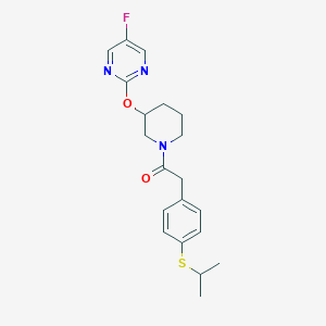 molecular formula C20H24FN3O2S B2391386 1-(3-((5-Fluoropyrimidin-2-yl)oxy)piperidin-1-yl)-2-(4-(isopropylthio)phenyl)ethanone CAS No. 2034528-13-5