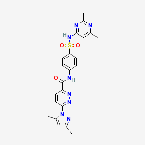 molecular formula C22H22N8O3S B2391387 6-(3,5-二甲基-1H-吡唑-1-基)-N-(4-(N-(2,6-二甲基嘧啶-4-基)磺酰胺)苯基)吡啶并嘧啶-3-甲酰胺 CAS No. 1351605-16-7