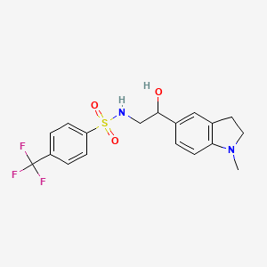 molecular formula C18H19F3N2O3S B2391400 N-(2-羟基-2-(1-甲基吲哚-5-基)乙基)-4-(三氟甲基)苯磺酰胺 CAS No. 1705899-85-9