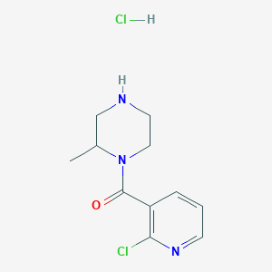 molecular formula C11H15Cl2N3O B2391405 (2-Chloropyridin-3-yl)(2-methylpiperazin-1-yl)methanone hydrochloride CAS No. 1353985-39-3