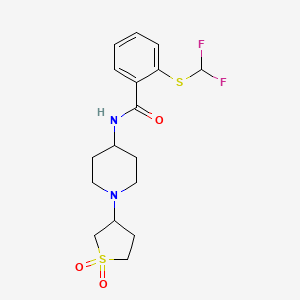 molecular formula C17H22F2N2O3S2 B2391410 2-((difluoromethyl)thio)-N-(1-(1,1-dioxidotetrahydrothiophen-3-yl)piperidin-4-yl)benzamide CAS No. 2034335-66-3
