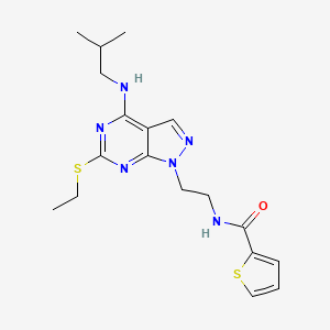 molecular formula C18H24N6OS2 B2391426 N-(2-(6-(ethylthio)-4-(isobutylamino)-1H-pyrazolo[3,4-d]pyrimidin-1-yl)ethyl)thiophene-2-carboxamide CAS No. 941986-15-8