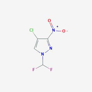 molecular formula C4H2ClF2N3O2 B2391427 4-chloro-1-(difluoromethyl)-3-nitro-1H-pyrazole CAS No. 1245773-01-6